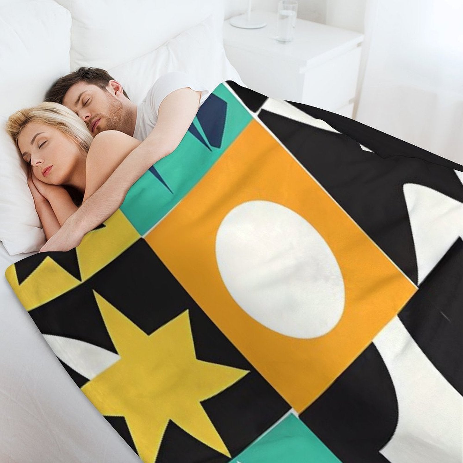 Mid Century Modern Minimalist Color Shapes Modernist Style Paper Shrink-resistant Throw Blanket