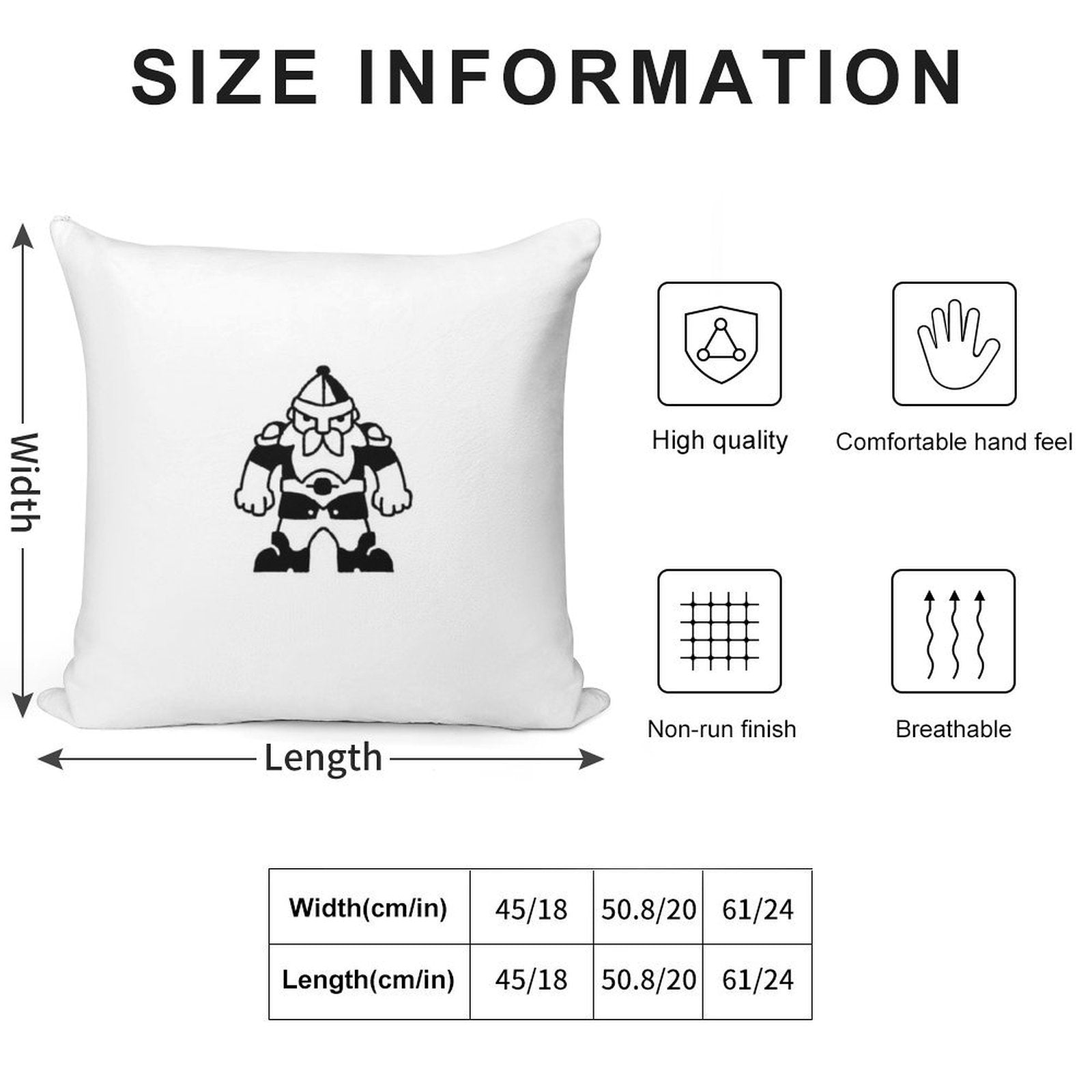 Black And White Viking Soft Short Plush Fabric Throw Pillow