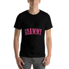GRAMMY Distressed Simple Jersey Lettering Trendy Hot Pink  Tagless Design T-Shirt