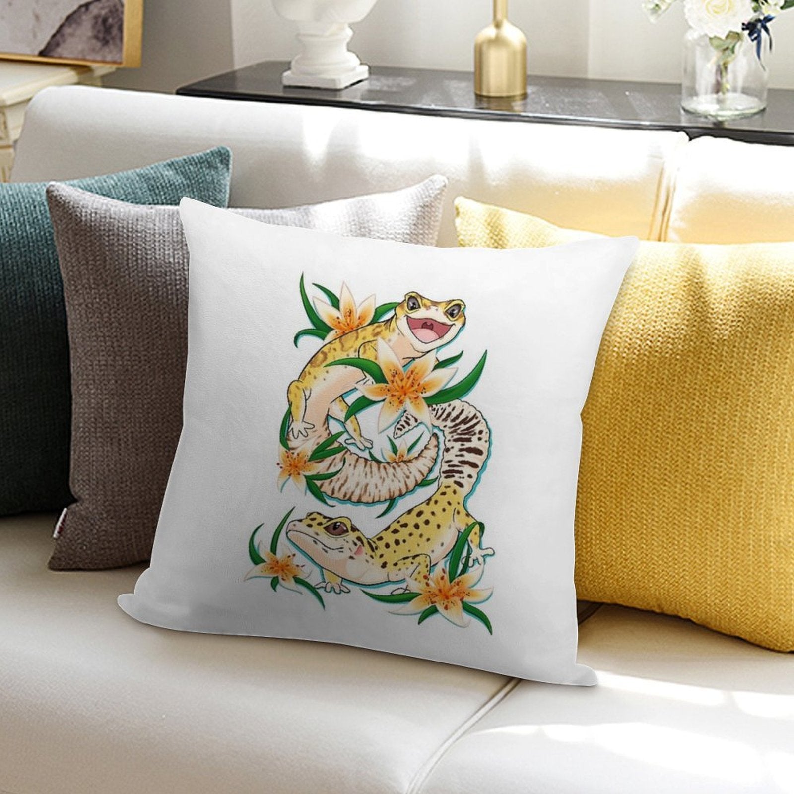 Leopard Geckos Are A Fun Time Soft Reinforced Edging Throw Pillow