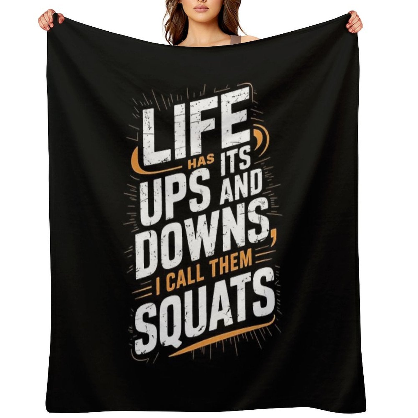 Fitness Gym Workout Weights Squat Plush Throw Blanket