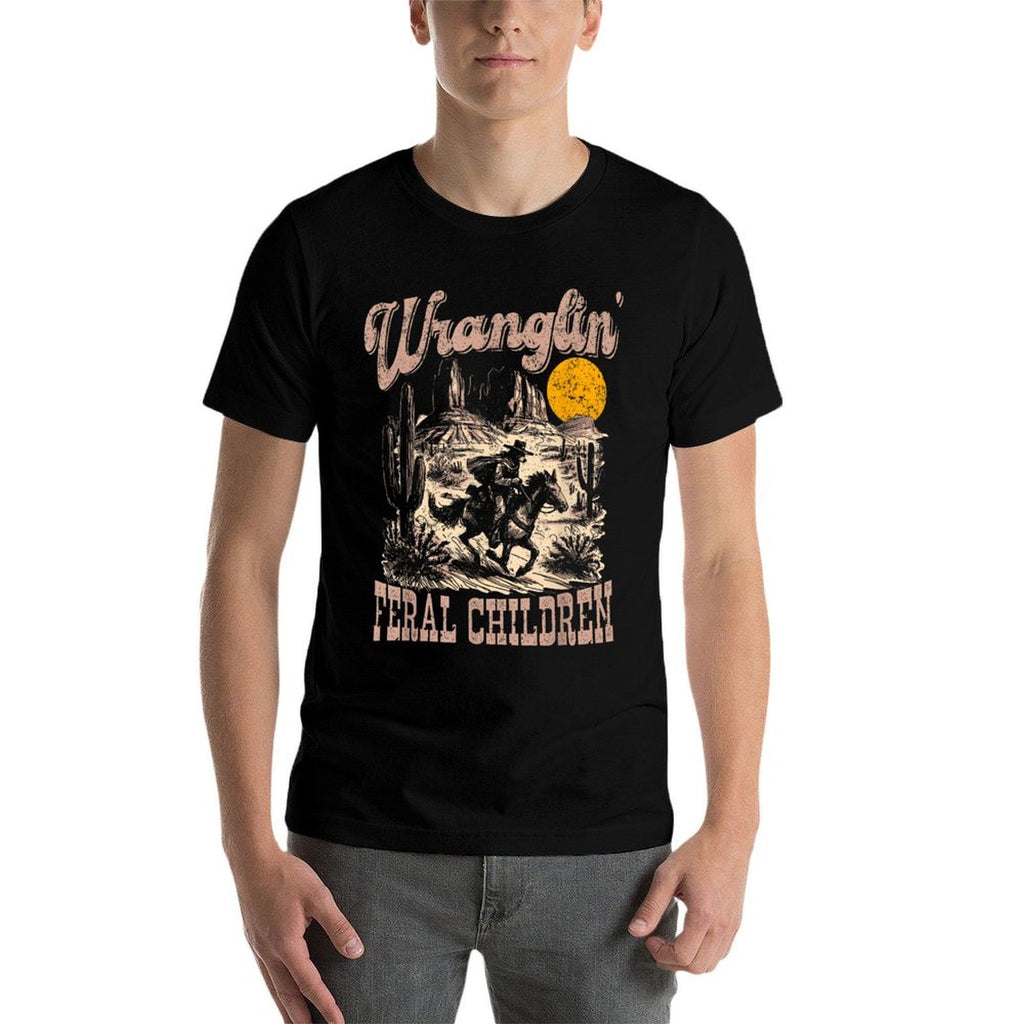 Retro Wranglin&#39; Feral Children Raccoon 90s Western  Versatile T-Shirt