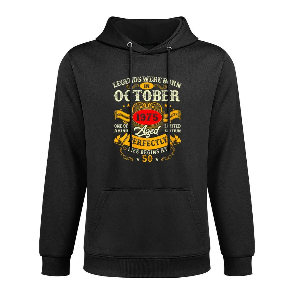 Womens Legend Since October 1975 Vintage Retro 50th Birthday Men Shape Retention Hoodie
