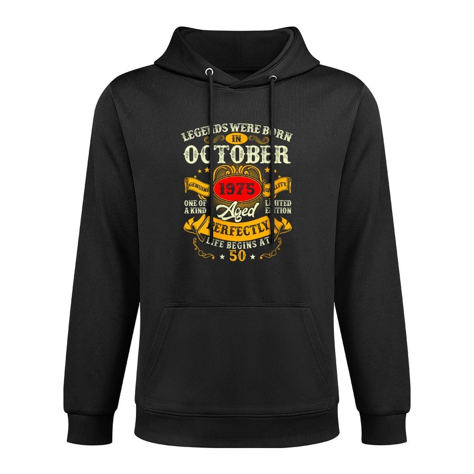 Womens Legend Since October 1975 Vintage Retro 50th Birthday Men Shape Retention Hoodie