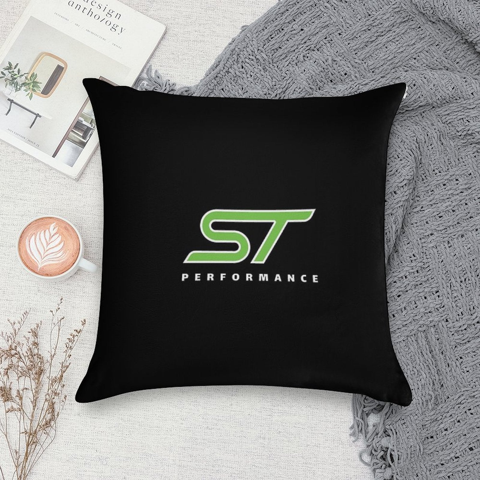 Motorsport  ST  Focus  Performance  Green Soft Reinforced Edging Throw Pillow
