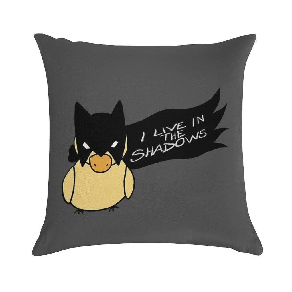 Duck in Bat Costume Soft Washable Throw Pillow