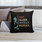 Eat Sleep Hockey Repeat Soft Durable Construction Throw Pillow