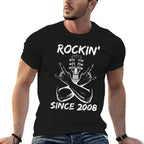 Rockin' Since 2008 Rock 17th Birthday Guitar 17 Years Old  High-quality Stitching T-Shirt