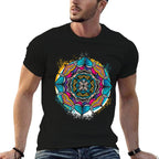 Sacred Geometry Art Meditation Flower Circle Yoga Mandala  Slim-fit Cut T-Shirt