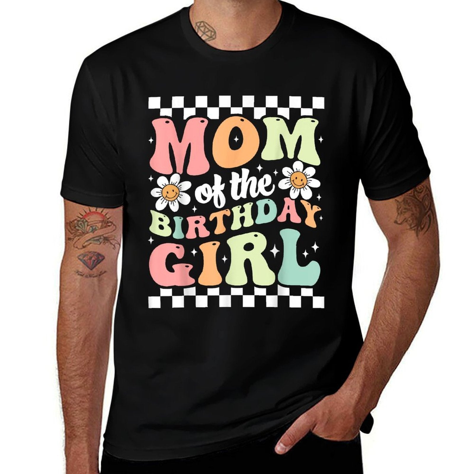Mom of The Birthday Girl Cute Family Groovy Birthday Party  Stretchy T-Shirt