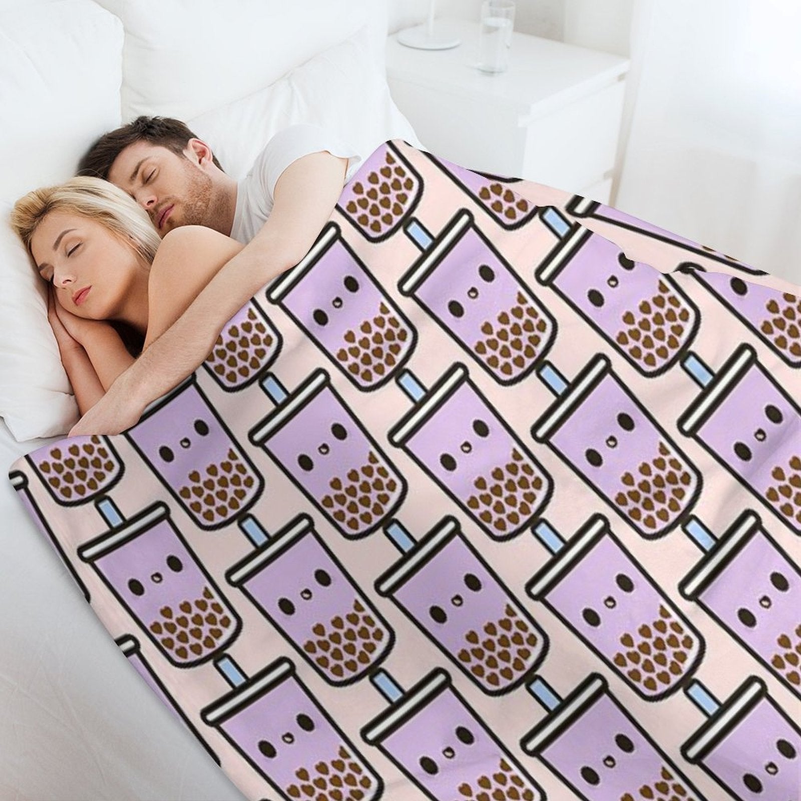 Cute Love Heart Bubble Tea Premium Throw Blanket