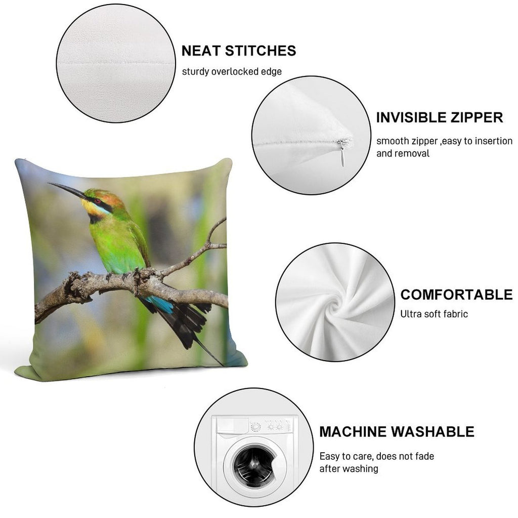 Rainbow Bee-eater Colourful Display Soft Shrink-Resistant Throw Pillow
