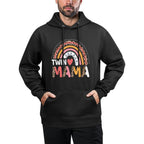 Twin Mama Mothers Day Funny Leopard Rainbow New Mom Of Twins Relaxed Fit Hoodie