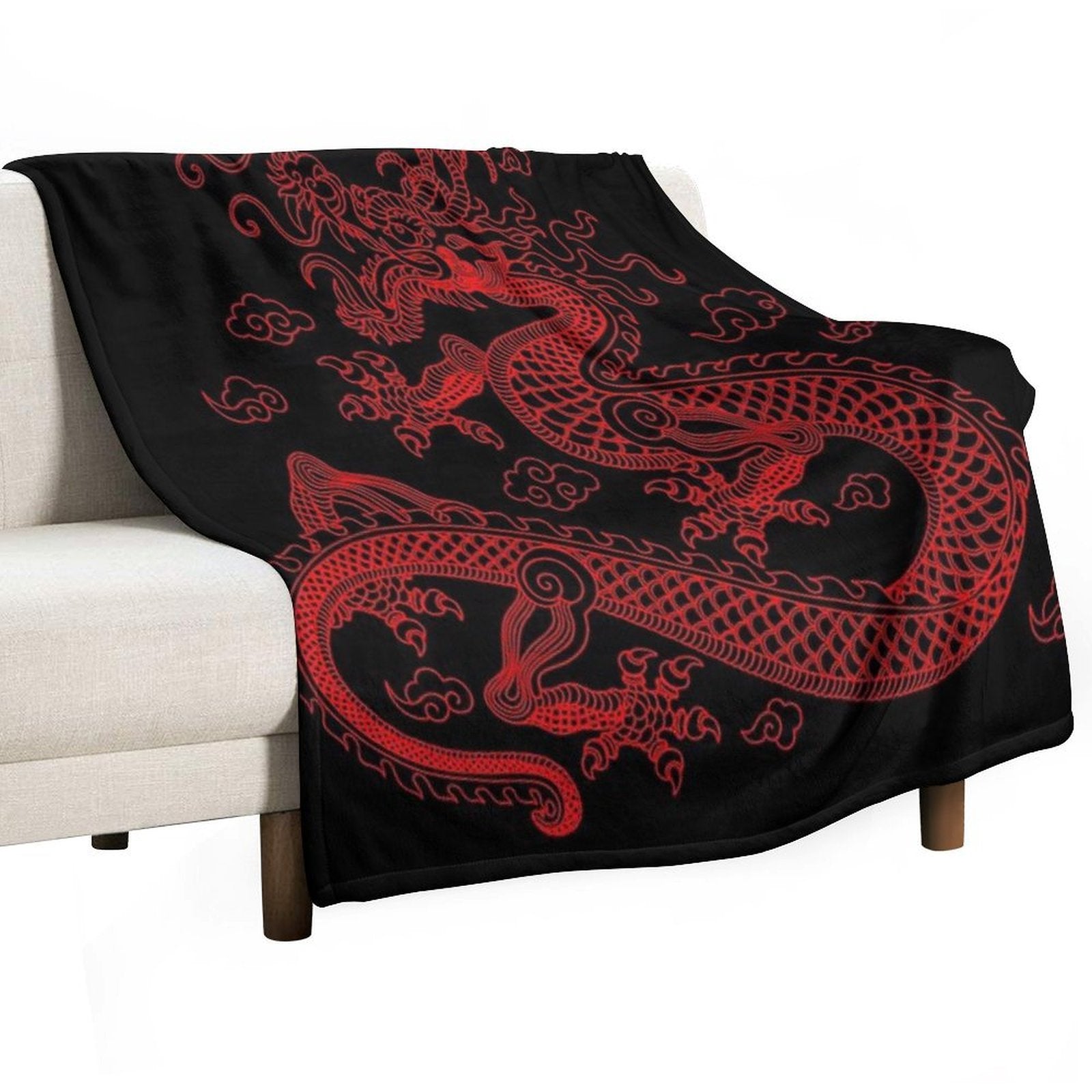 Red Chinese Dragon Wrinkle-free Throw Blanket