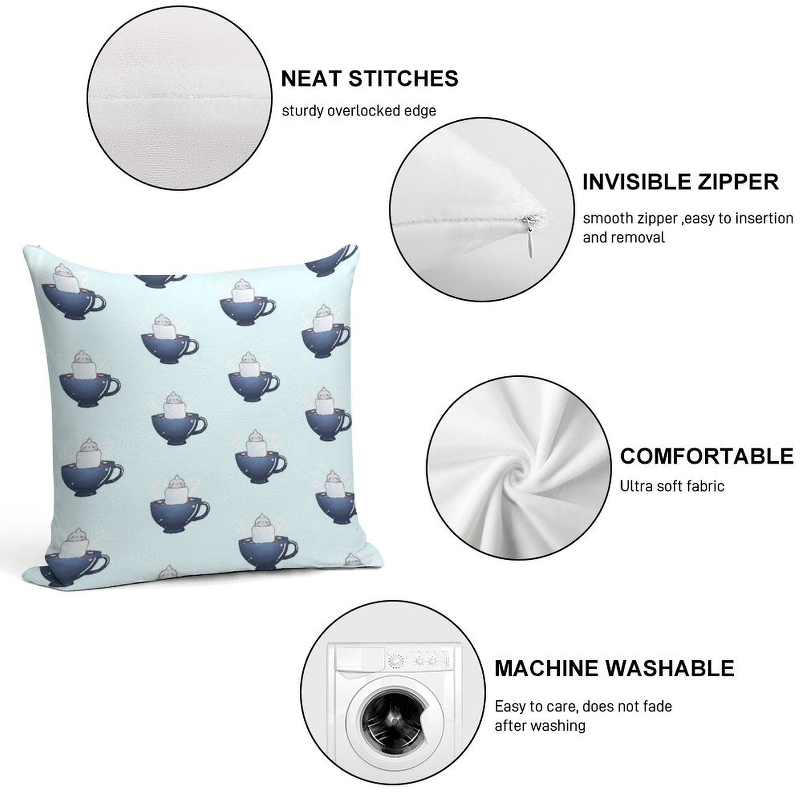 Seal Hot Chocolate Art Print Soft Luxury Feel Throw Pillow