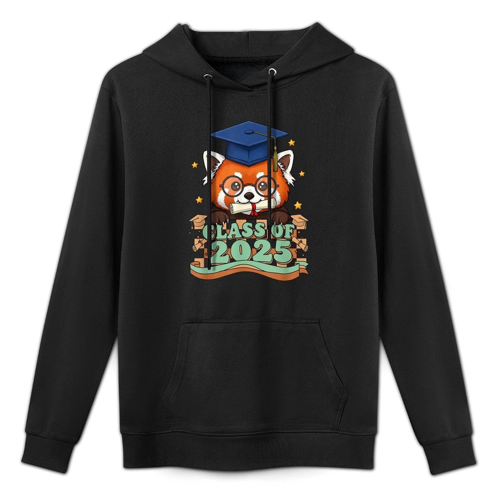 Graduate Red Panda Class Of 2025 Kids Mens Womens Graduation Relaxed Fit Hoodie