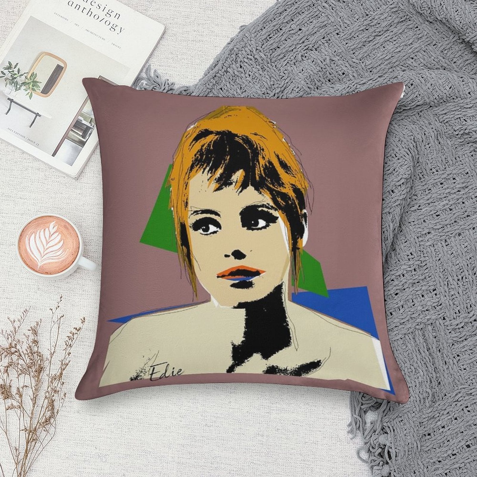 Edie Sedgwick Factory Girl Warhol Graphic Soft Easy Maintenance Throw Pillow