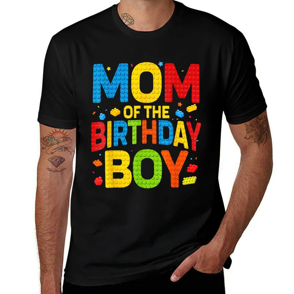 Birthday Party Mom Of The Birthday Boy Building Block  Easy-care T-Shirt