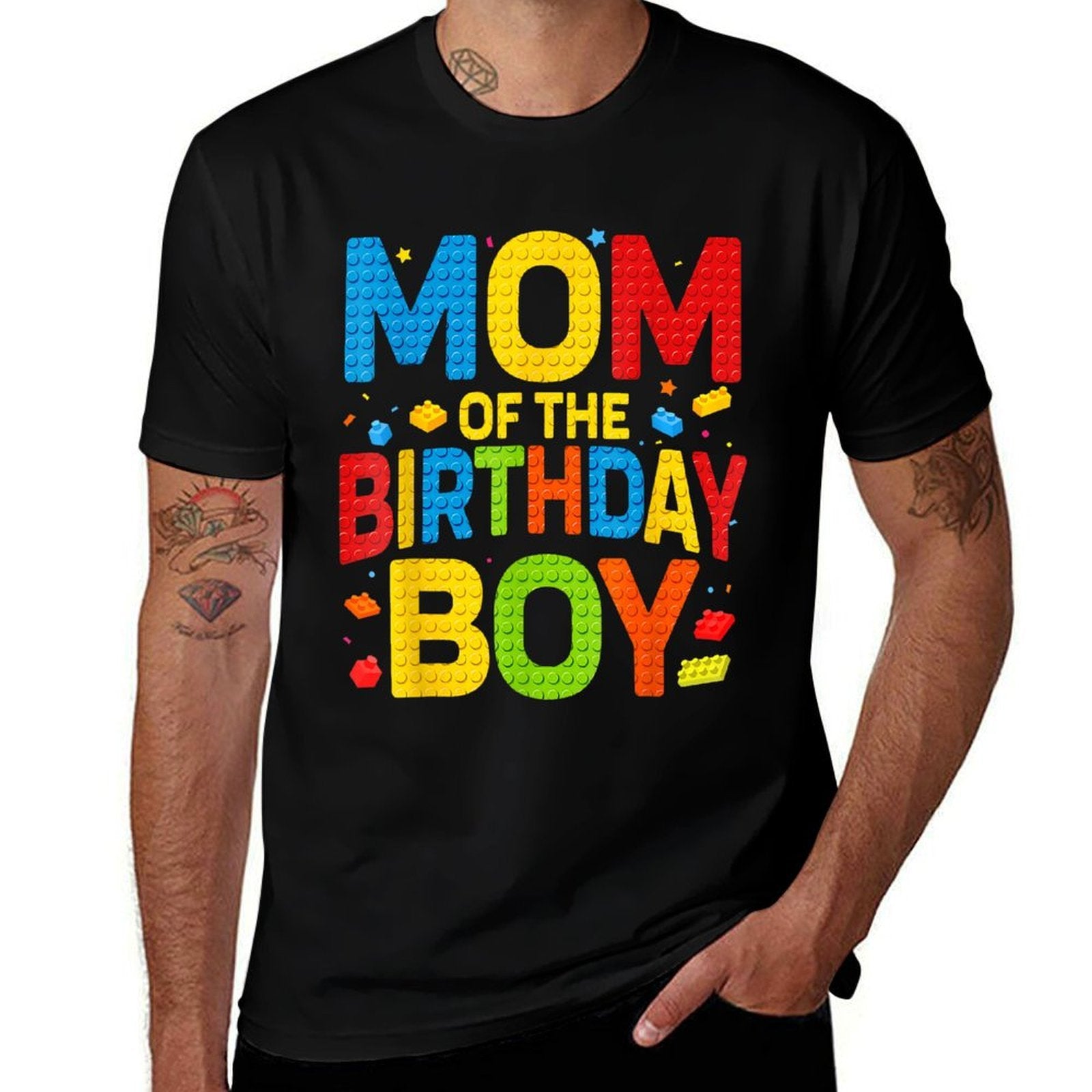 Birthday Party Mom Of The Birthday Boy Building Block  Easy-care T-Shirt