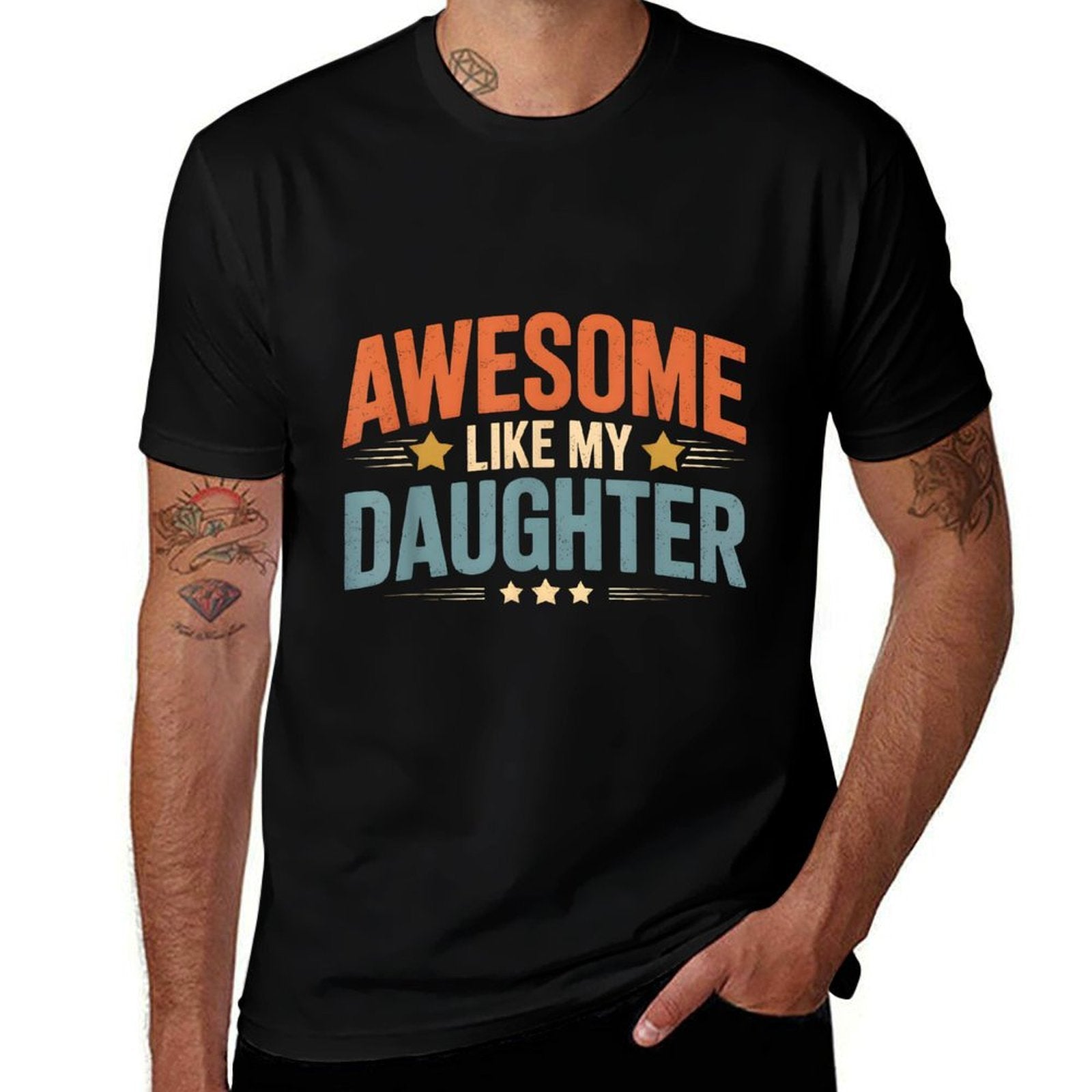 Awesome Like My Daughter Vintage Men Funny Fathers Day Dad  Wrinkle-resistant T-Shirt