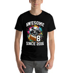 8th Birthday Football 8 Years Old Awesome Since 2016  Stretchy T-Shirt
