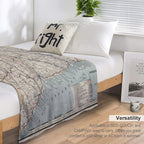 Vintage Connecticut Map Machine-washable Throw Blanket