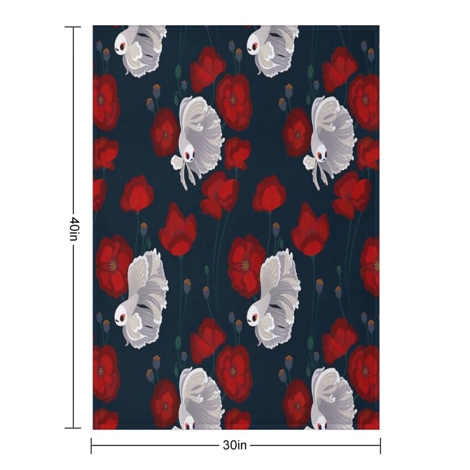 Bettas And Poppies Easy Care Throw Blanket