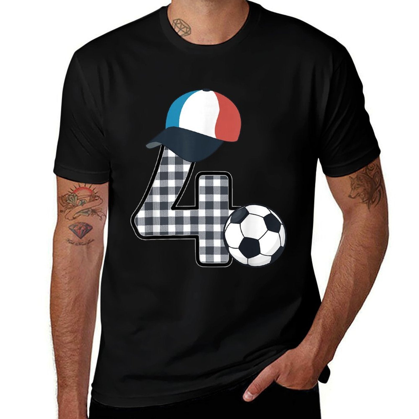 Soccer Birthday Party 4 Year Old Boy Girl 4th Birthday Kids  Vintage-inspired T-Shirt