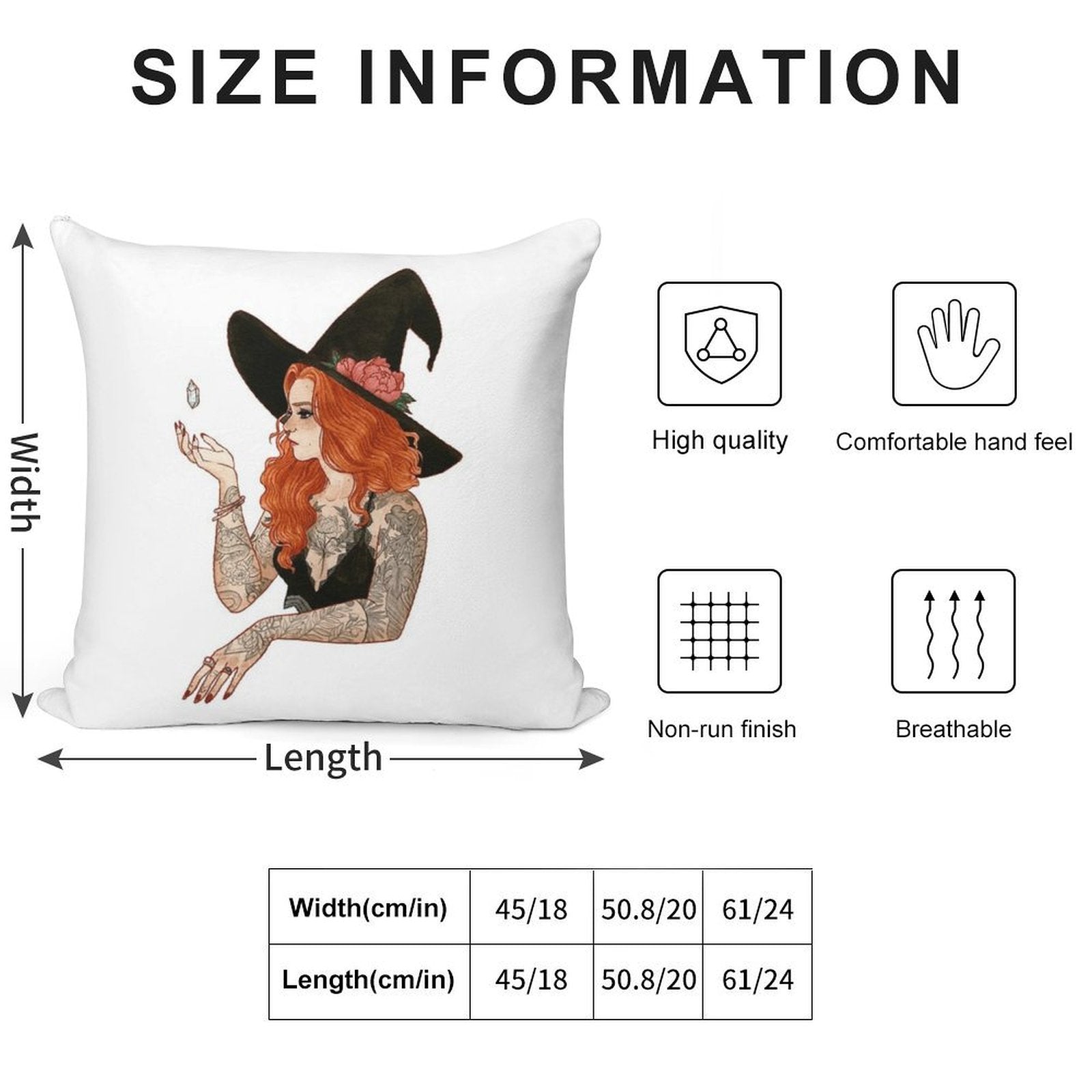 Red Tattooed Witch Soft Fade-Resistant Throw Pillow
