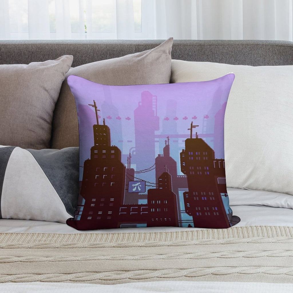 Future Night Skyline Soft Ultra-Soft Texture Throw Pillow