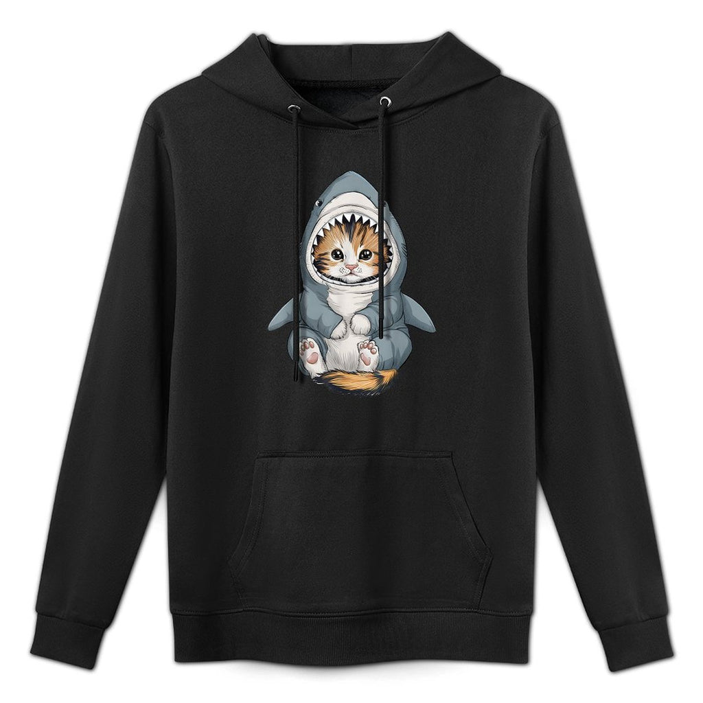 Cute Kitten in A Shark Costume Kitty My Cat Is A Shark Cotton-Polyester Blend Hoodie