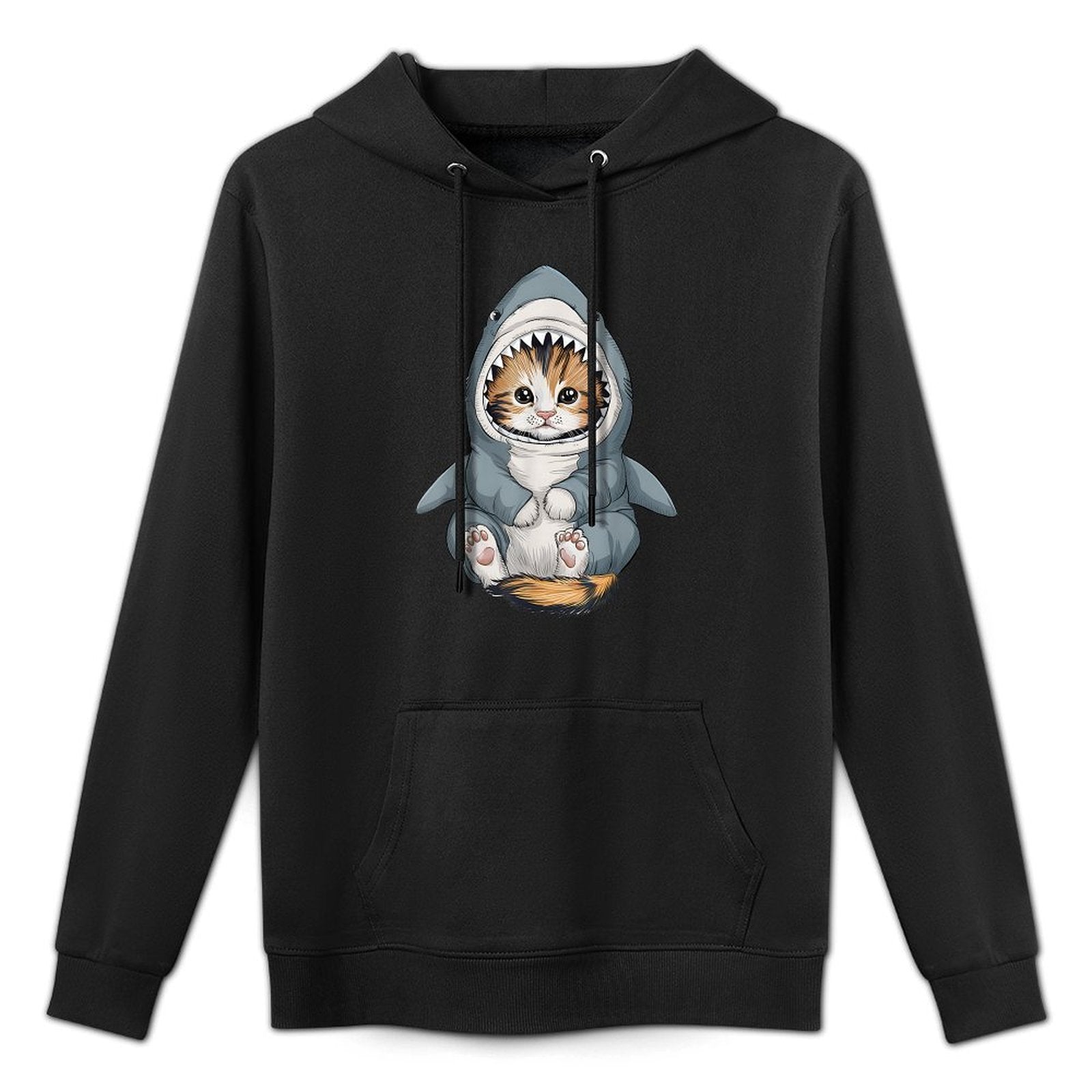 Cute Kitten in A Shark Costume Kitty My Cat Is A Shark Cotton-Polyester Blend Hoodie