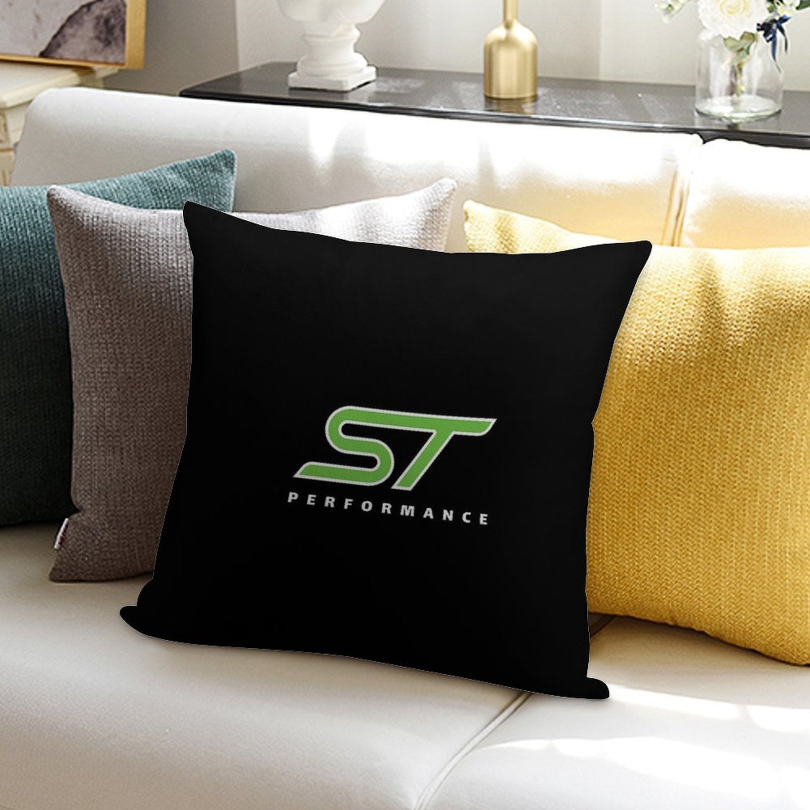 Motorsport  ST  Focus  Performance  Green Soft Reinforced Edging Throw Pillow