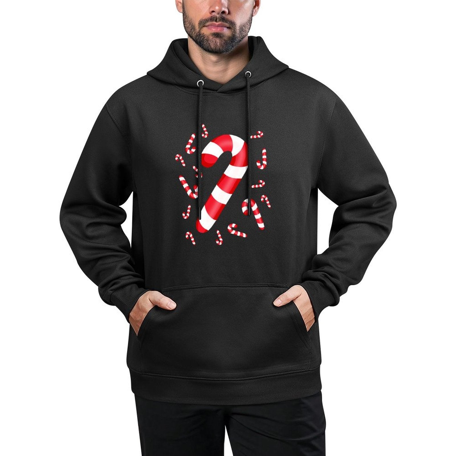 Cute Christmas Candy Cane Candy Xmas Costume Men Women Kids Customizable Surface Hoodie