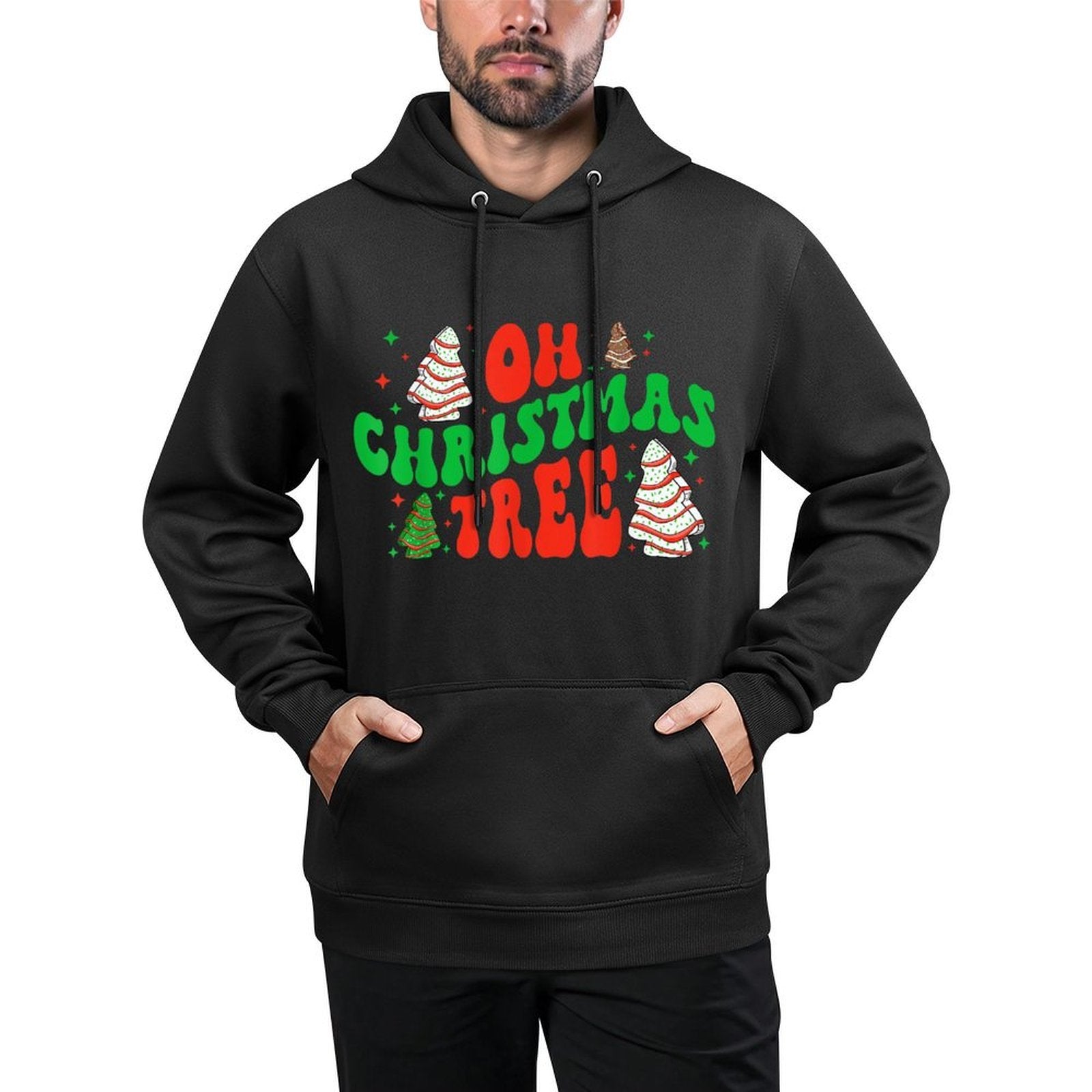 Oh Christmas Tree Xmas Snack Cake Family Pajama Matching Kangaroo Pocket Hoodie