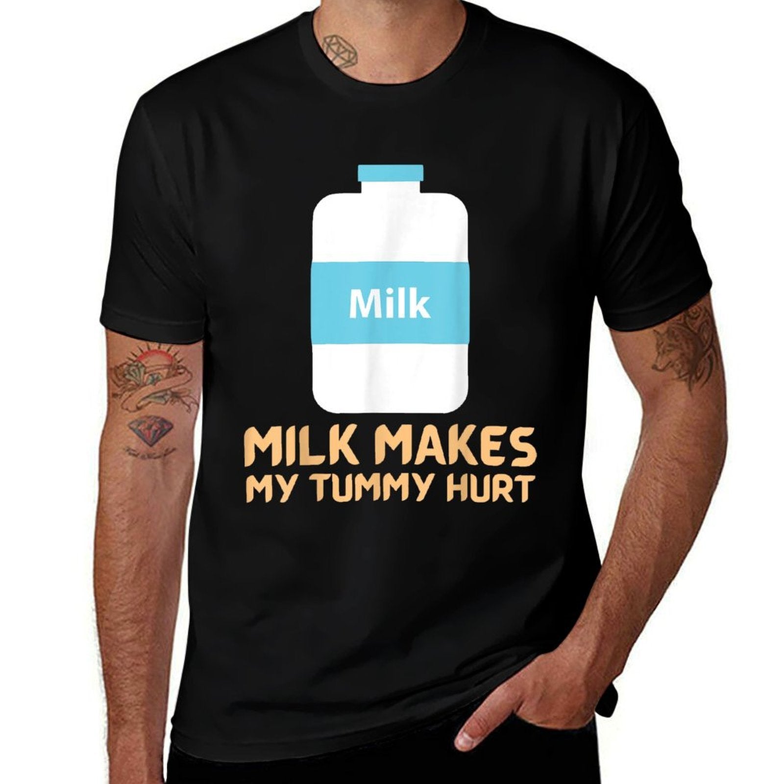Milk Makes My Tummy Hurt Meme Funny Memes Internet Memes Men  Polyester Blend T-Shirt