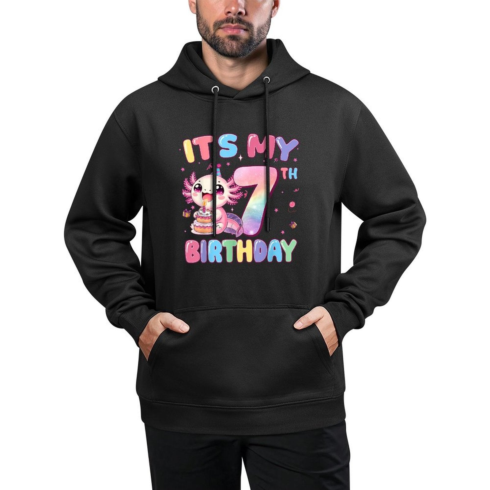Its My 7th Birthday Girl Cute Axolotl 7 Year Old Bday Kids Durable Construction Hoodie
