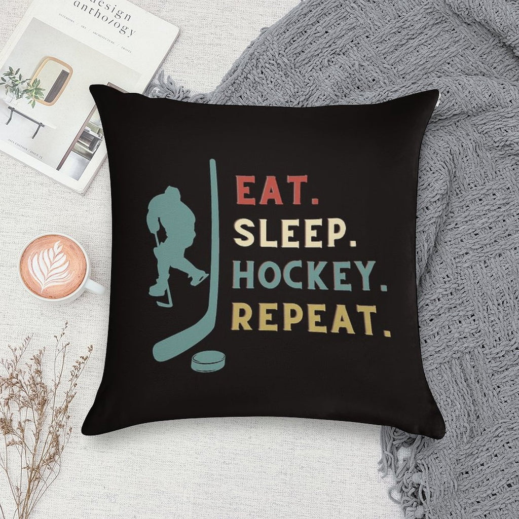 Eat Sleep Hockey Repeat Soft Durable Construction Throw Pillow