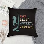 Eat Sleep Hockey Repeat Soft Durable Construction Throw Pillow
