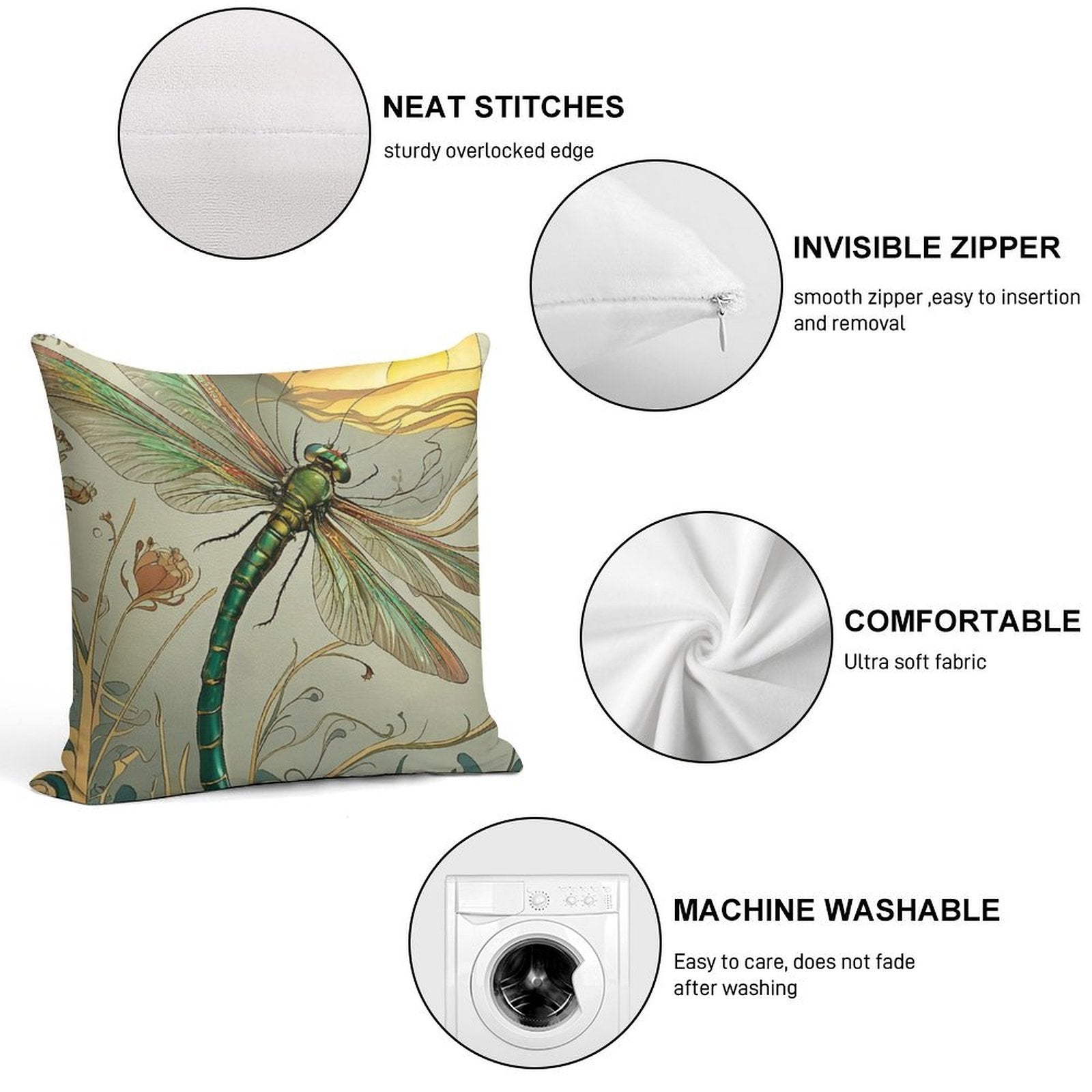 Dragonfly Dreams Soft Luxury Feel Throw Pillow