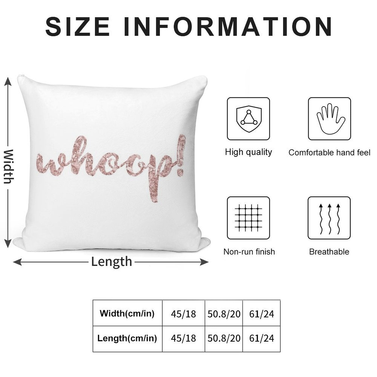 Whoop! Rose Gold Soft Luxury Feel Throw Pillow