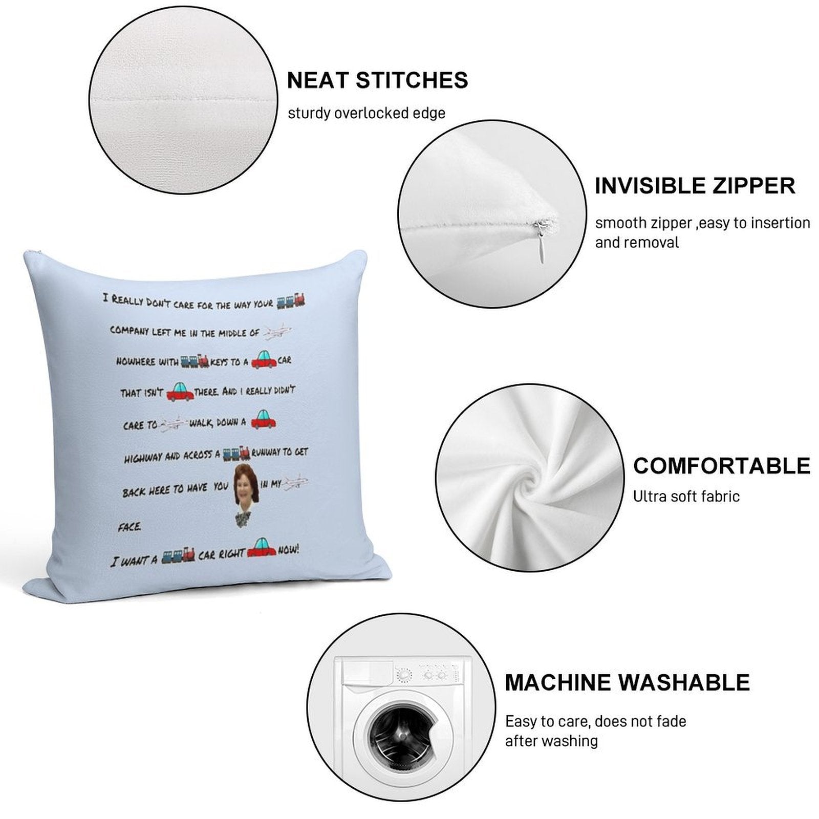 Planes, Trains And Some Automobiles Soft High-Density Material Throw Pillow