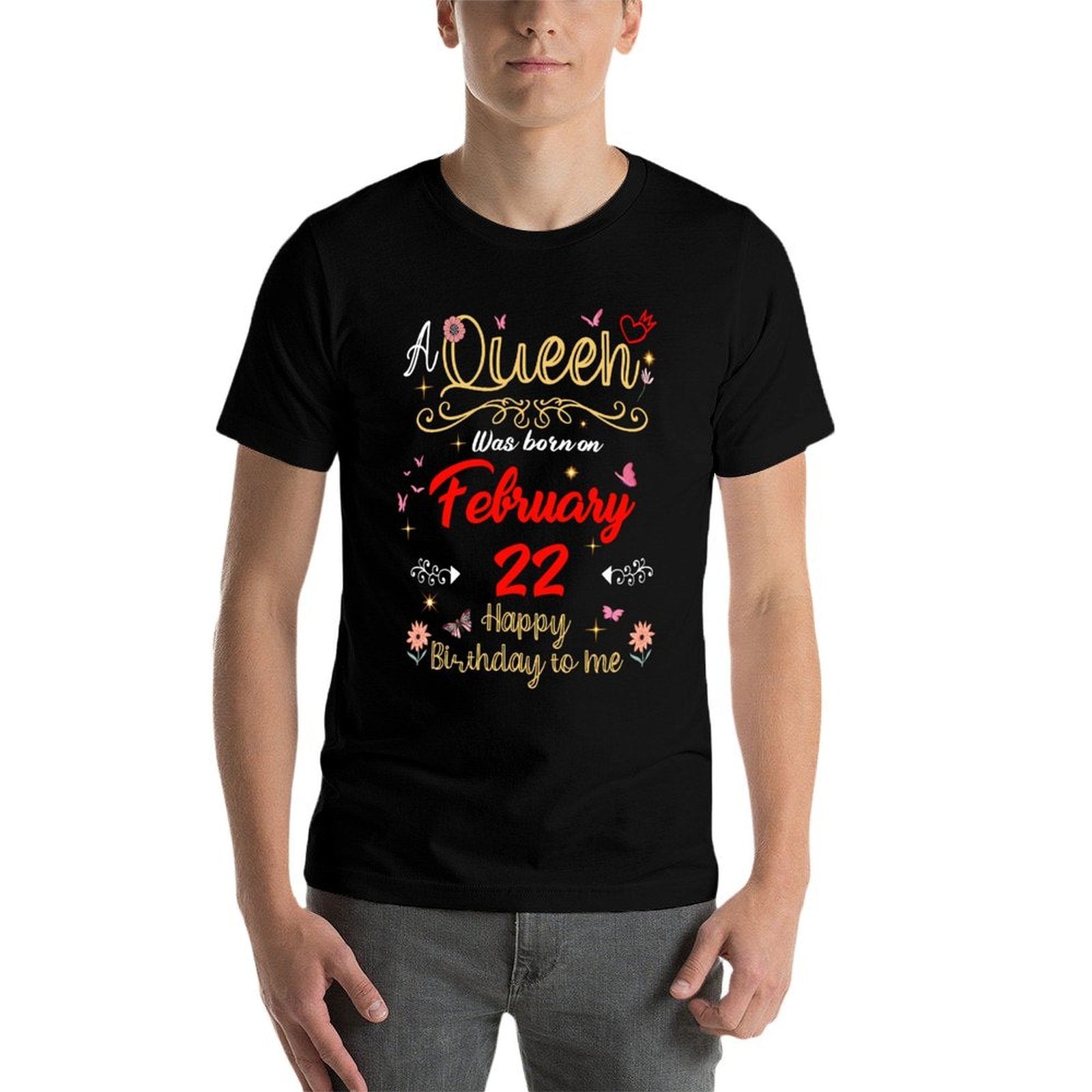 A Queen Was Born on February 22 February 22nd Birthday  Vintage-inspired T-Shirt