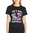 7th Birthday Girl 7 Years, Roller Skates, Number 7  Odor-resistant T-Shirt