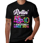 10th Birthday Girl 10 Year Old Roller Skate Skating  Slim-fit Cut T-Shirt