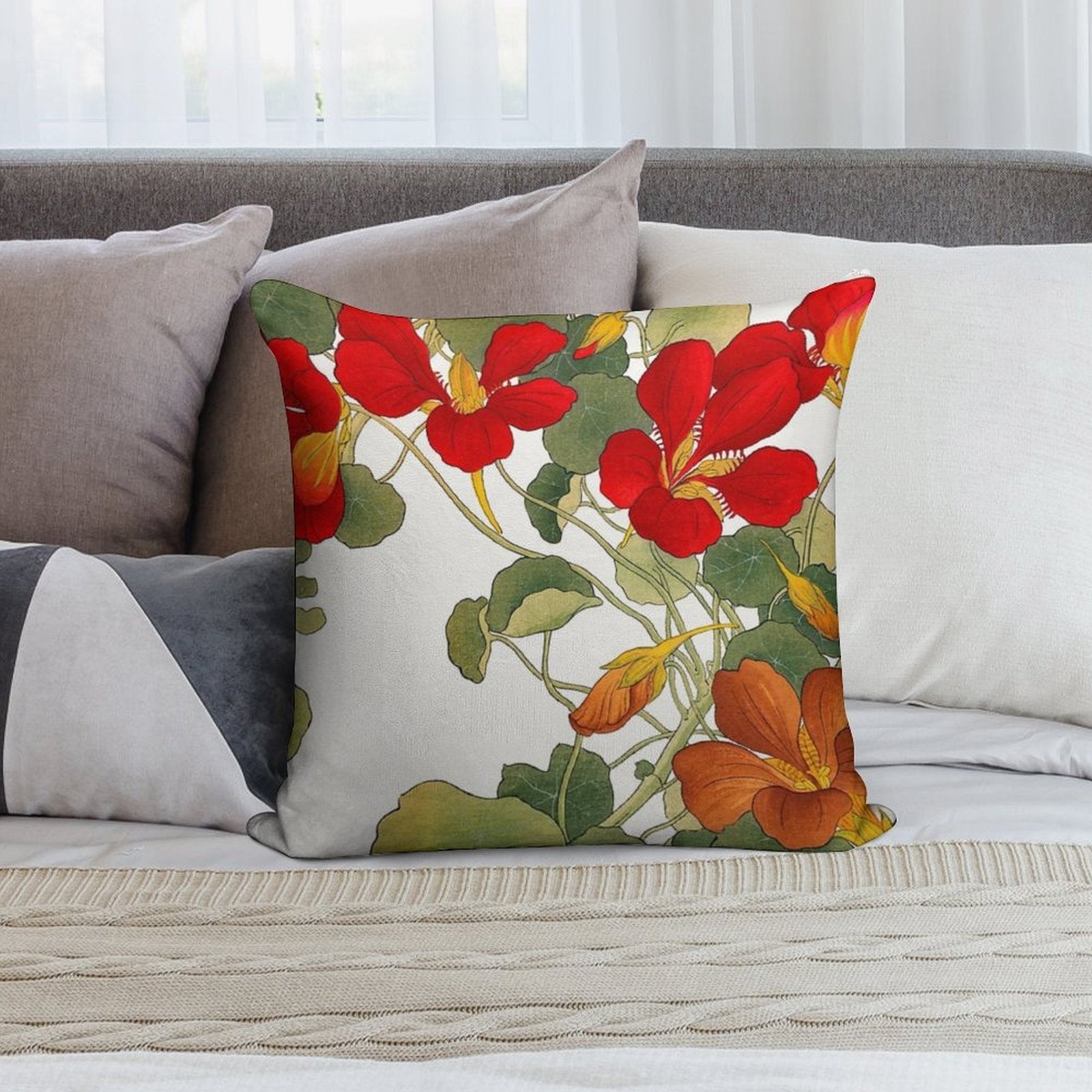 Nasturtium Flower Soft Luxury Feel Throw Pillow