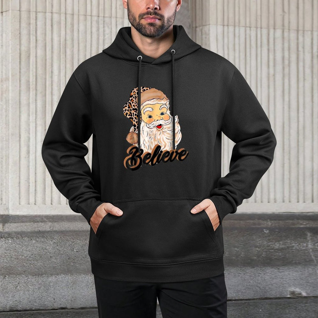 Vintage Christmas Retro Holiday Cheetah Santa Leopard Hat Customizable Surface Hoodie