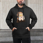 Vintage Christmas Retro Holiday Cheetah Santa Leopard Hat Customizable Surface Hoodie