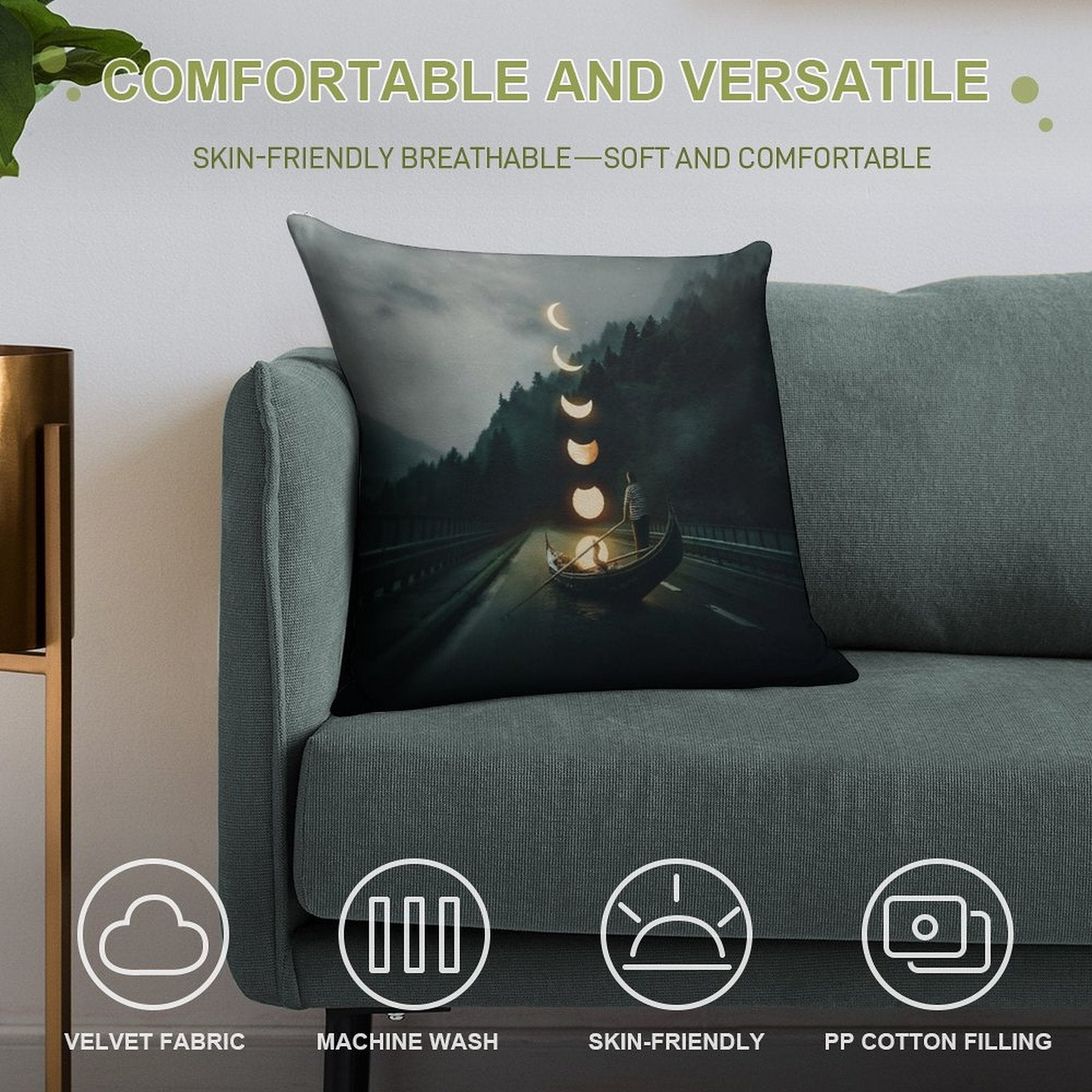 Moon Ride Soft Durable Construction Throw Pillow