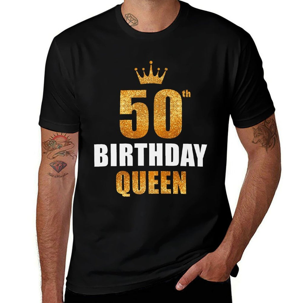 50th Birthday Queen Women's 50th Birthday Golden Bday Party Premium  Slim-fit Cut T-Shirt
